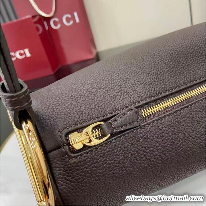 Super Quality Gucci Half Horsebit Medium Shoulder Bag In Leather 860787 Dark Brown 2026