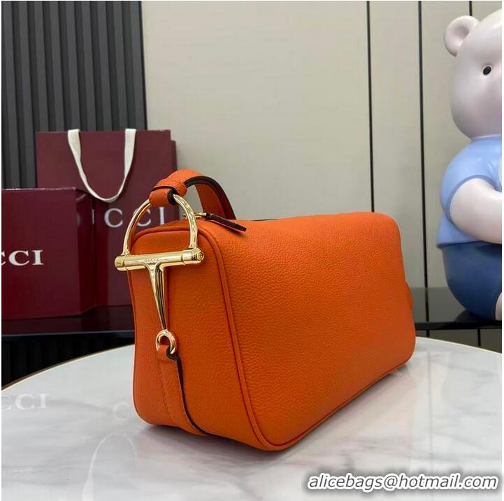 Top Grade Gucci Half Horsebit Medium Shoulder Bag In Leather 860787 Orange 2026