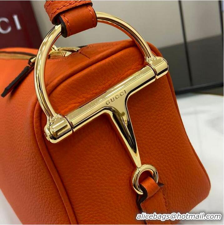 Top Grade Gucci Half Horsebit Medium Shoulder Bag In Leather 860787 Orange 2026
