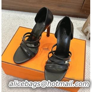 Fashion Hermes Lipstick Brown Calfskin Leather High Heeled Sandals 105MM 6052601