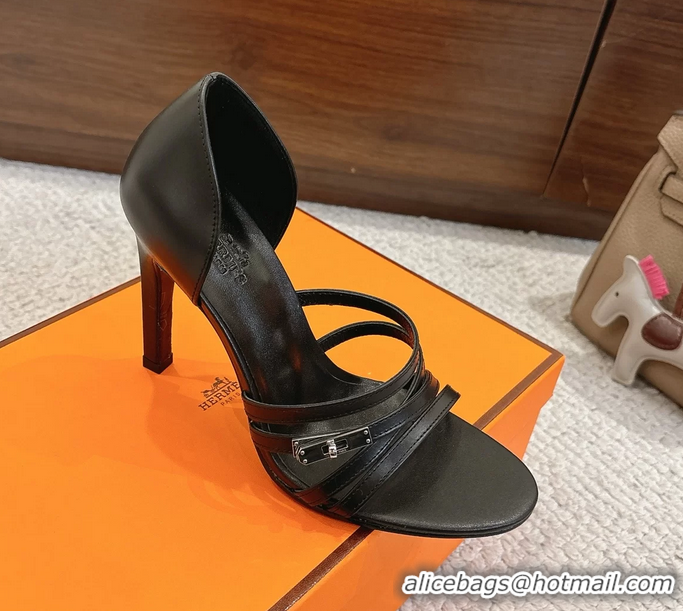 Fashion Hermes Lipstick Brown Calfskin Leather High Heeled Sandals 105MM 6052601