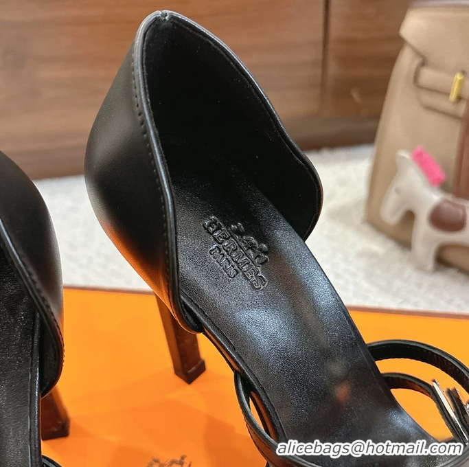 Fashion Hermes Lipstick Brown Calfskin Leather High Heeled Sandals 105MM 6052601