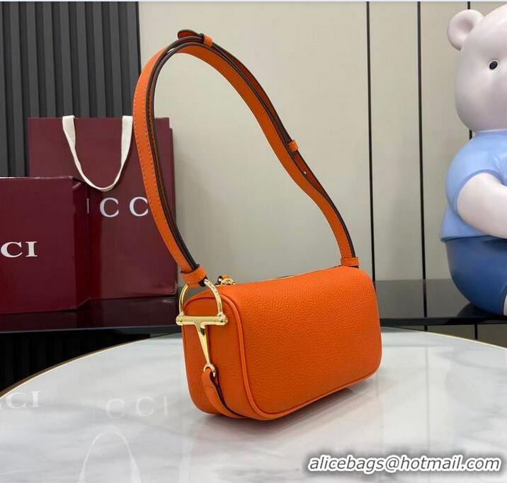 Well Crafted Gucci Half Horsebit mini shoulder bag in Grainy Leather 860784 Orange 2026