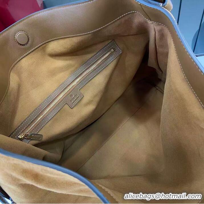 Shop Discount Gucci Beatrix GG Denim Medium Tote Bag 850926 Brown 2026