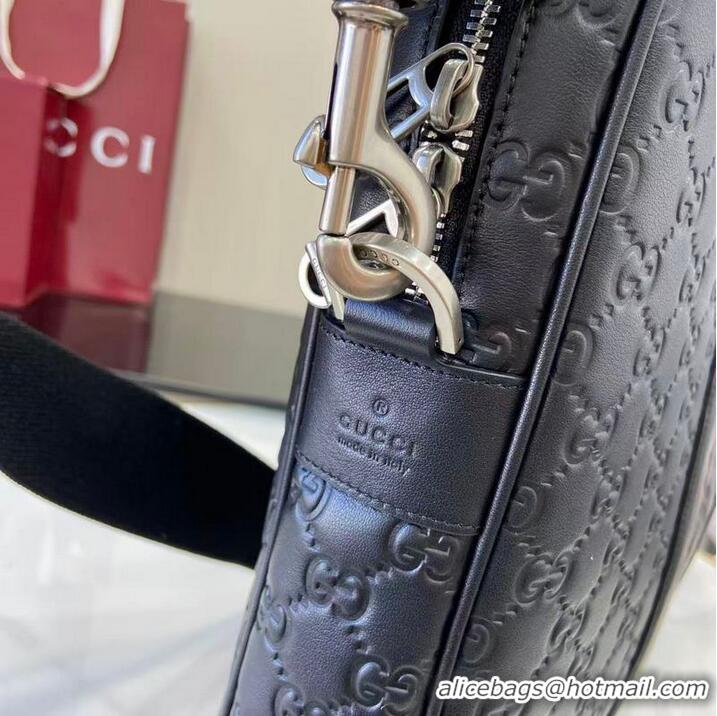 Top Quality Gucci GG Emblem Large Briefcase In Smooth Leather ‎850222 Black 2026