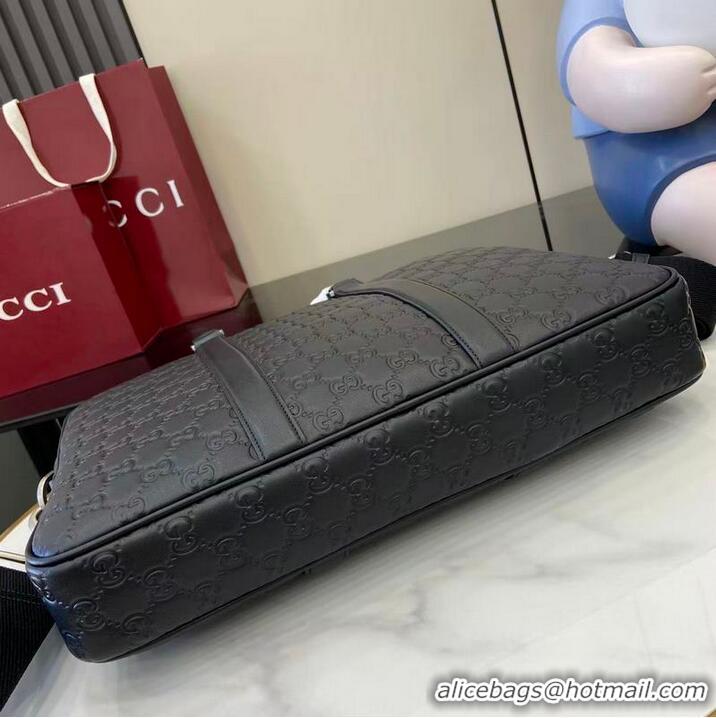 Top Quality Gucci GG Emblem Large Briefcase In Smooth Leather ‎850222 Black 2026