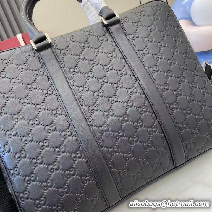 Top Quality Gucci GG Emblem Large Briefcase In Smooth Leather ‎850222 Black 2026