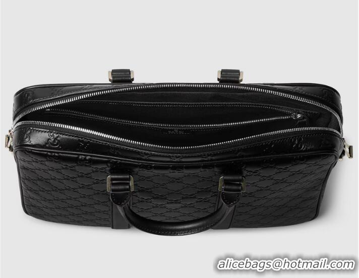 Top Quality Gucci GG Emblem Large Briefcase In Smooth Leather ‎850222 Black 2026