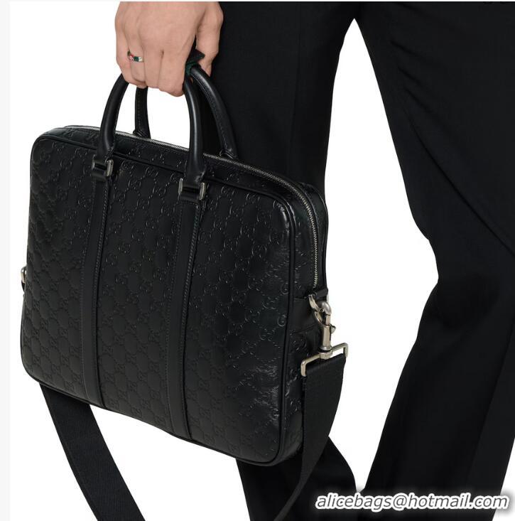 Top Quality Gucci GG Emblem Large Briefcase In Smooth Leather ‎850222 Black 2026