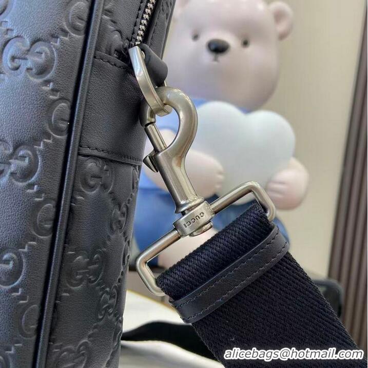 Top Quality Gucci GG Emblem Large Briefcase In Smooth Leather ‎850222 Black 2026
