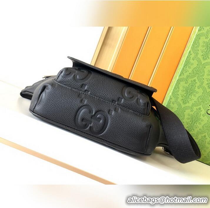Top Grade Gucci Jumbo GG Leather Small Belt Bag 645093 Black 2026