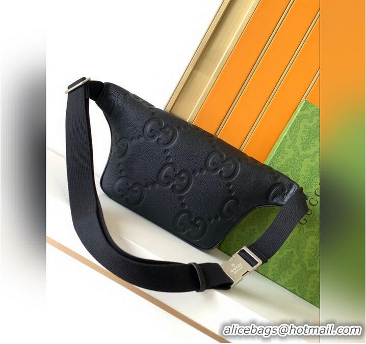 Top Grade Gucci Jumbo GG Leather Small Belt Bag 645093 Black 2026