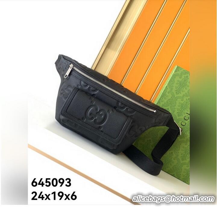 Top Grade Gucci Jumbo GG Leather Small Belt Bag 645093 Black 2026