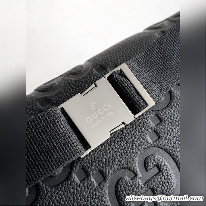 Top Grade Gucci Jumbo GG Leather Small Belt Bag 645093 Black 2026