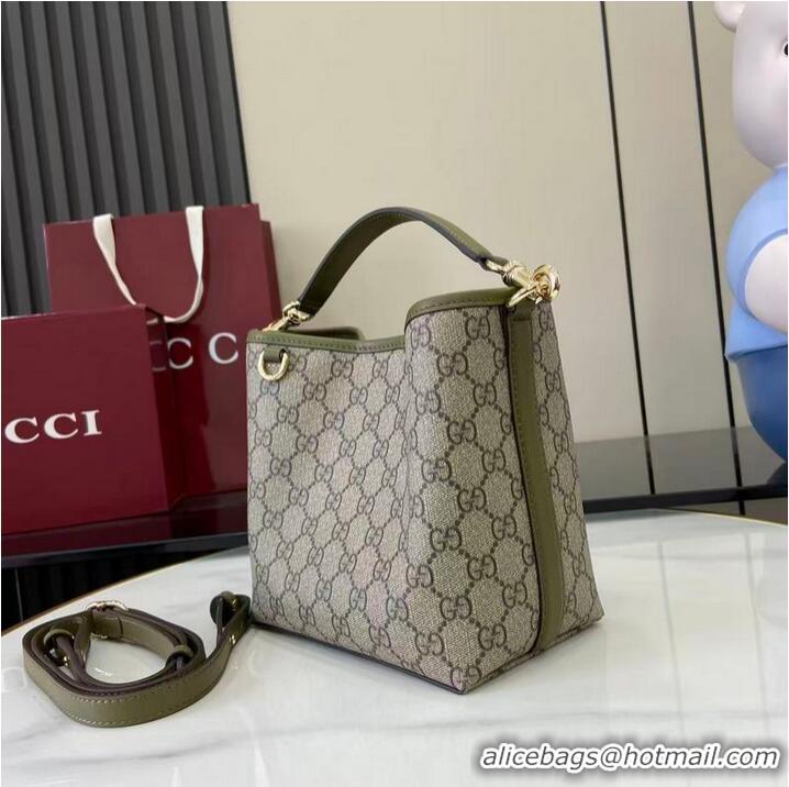 Inexpensive Gucci GG Canvas Emblem Small Bucket Bag 815118 Forest Green 2026