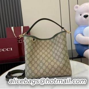 New Design Gucci GG Canvas Emblem Medium Bucket Bag 815103 Forest Green 2026