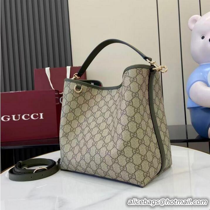 New Design Gucci GG Canvas Emblem Medium Bucket Bag 815103 Forest Green 2026