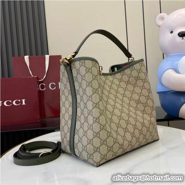 New Design Gucci GG Canvas Emblem Medium Bucket Bag 815103 Forest Green 2026