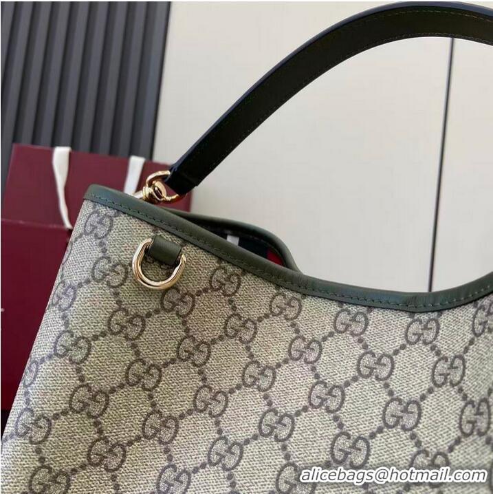 New Design Gucci GG Canvas Emblem Medium Bucket Bag 815103 Forest Green 2026