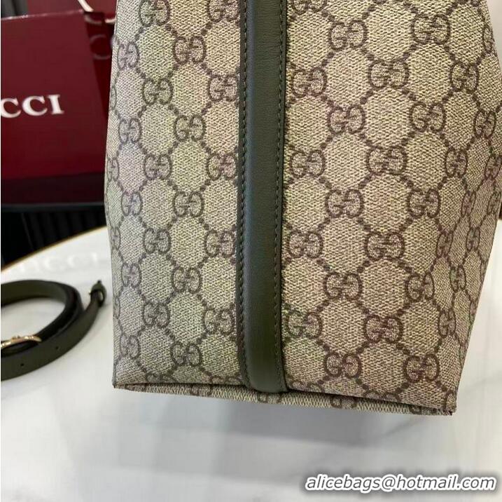 New Design Gucci GG Canvas Emblem Medium Bucket Bag 815103 Forest Green 2026