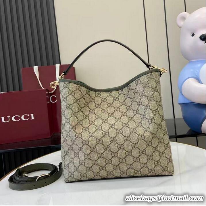 New Design Gucci GG Canvas Emblem Medium Bucket Bag 815103 Forest Green 2026