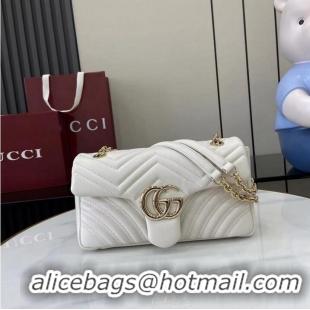 Buy Fashionable Gucci GG Marmont Medium Shoulder Bag 837267 White 2025