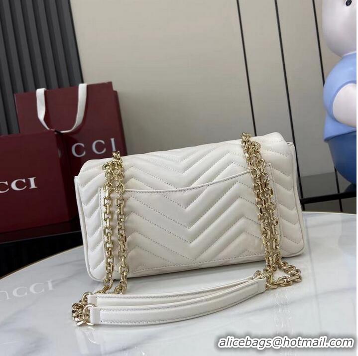 Buy Fashionable Gucci GG Marmont Medium Shoulder Bag 837267 White 2025