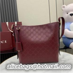 Well Crafted Gucci GG Leather Emblem Small Shoulder Bag 848881 Burgundy 2026