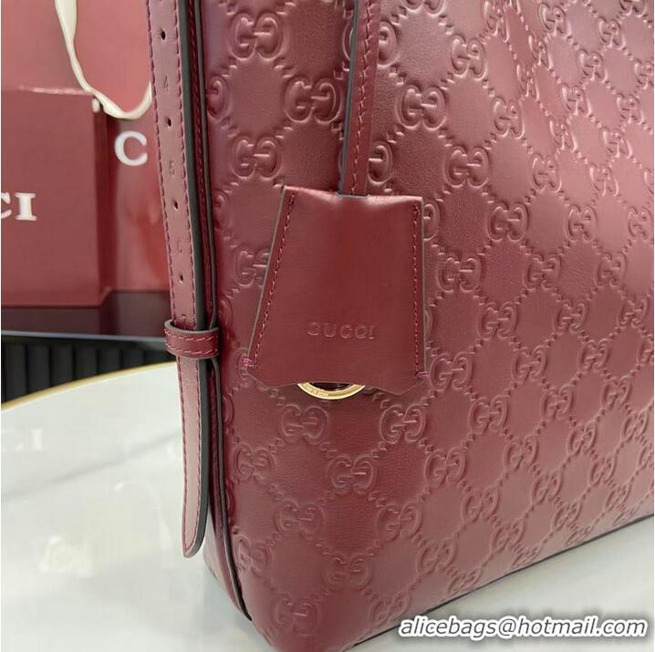 Well Crafted Gucci GG Leather Emblem Small Shoulder Bag 848881 Burgundy 2026