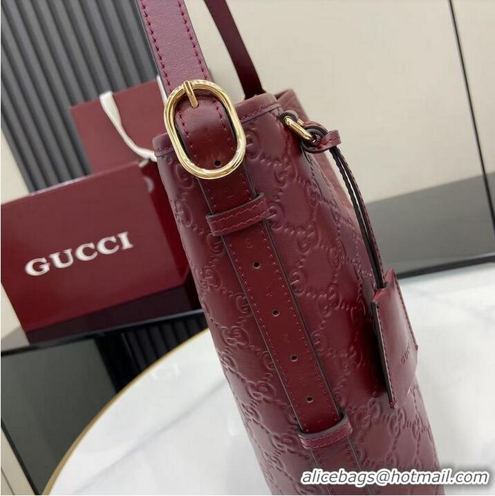 Well Crafted Gucci GG Leather Emblem Small Shoulder Bag 848881 Burgundy 2026