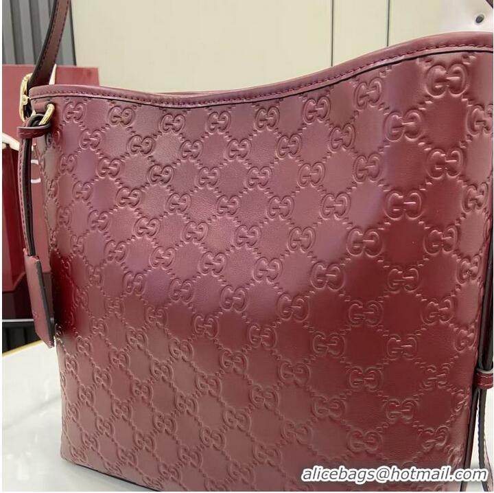 Well Crafted Gucci GG Leather Emblem Small Shoulder Bag 848881 Burgundy 2026