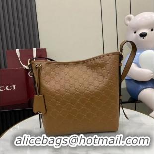 New Fashion Gucci GG Leather Emblem Small Shoulder Bag 848881 Brown 2026