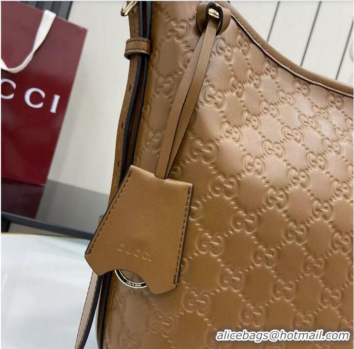New Fashion Gucci GG Leather Emblem Small Shoulder Bag 848881 Brown 2026