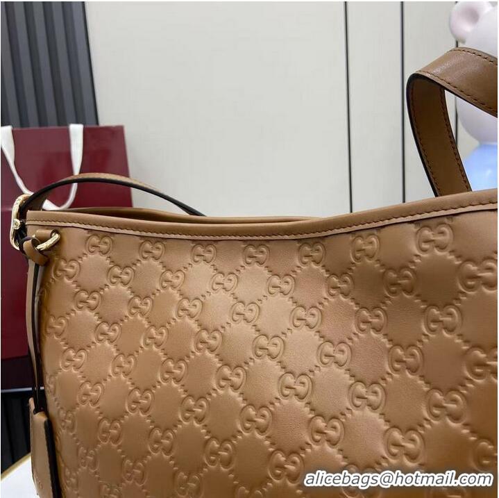 New Fashion Gucci GG Leather Emblem Small Shoulder Bag 848881 Brown 2026