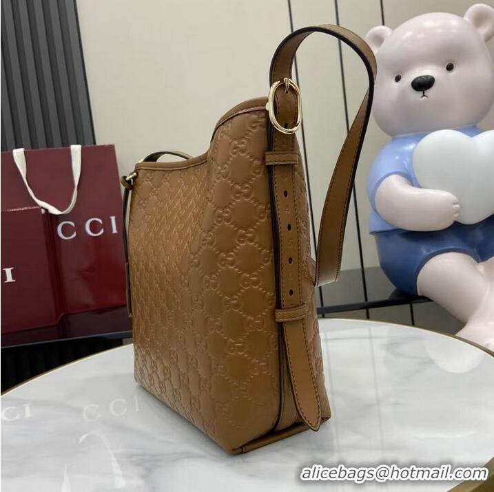 New Fashion Gucci GG Leather Emblem Small Shoulder Bag 848881 Brown 2026