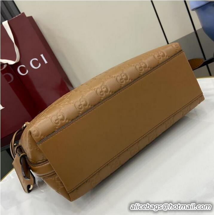 New Fashion Gucci GG Leather Emblem Small Shoulder Bag 848881 Brown 2026