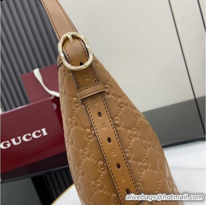 New Fashion Gucci GG Leather Emblem Small Shoulder Bag 848881 Brown 2026