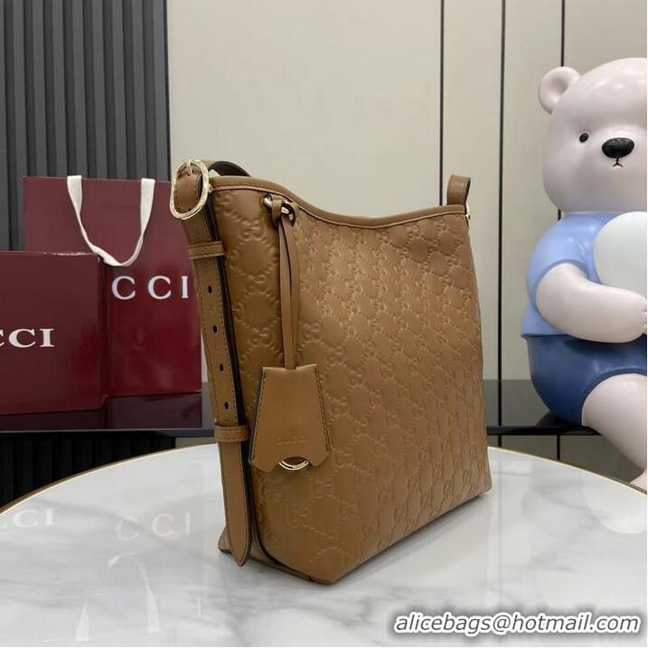 New Fashion Gucci GG Leather Emblem Small Shoulder Bag 848881 Brown 2026
