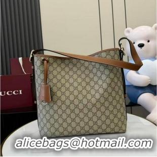 Discount Gucci GG Emblem Medium Shoulder Bag In Canvas With Leather 847452 Beige/Brown 2026