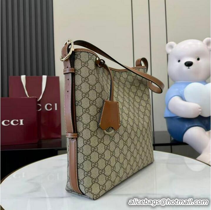 Discount Gucci GG Emblem Medium Shoulder Bag In Canvas With Leather 847452 Beige/Brown 2026