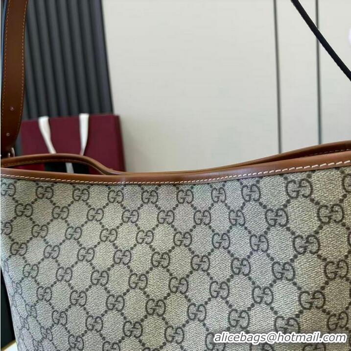 Discount Gucci GG Emblem Medium Shoulder Bag In Canvas With Leather 847452 Beige/Brown 2026