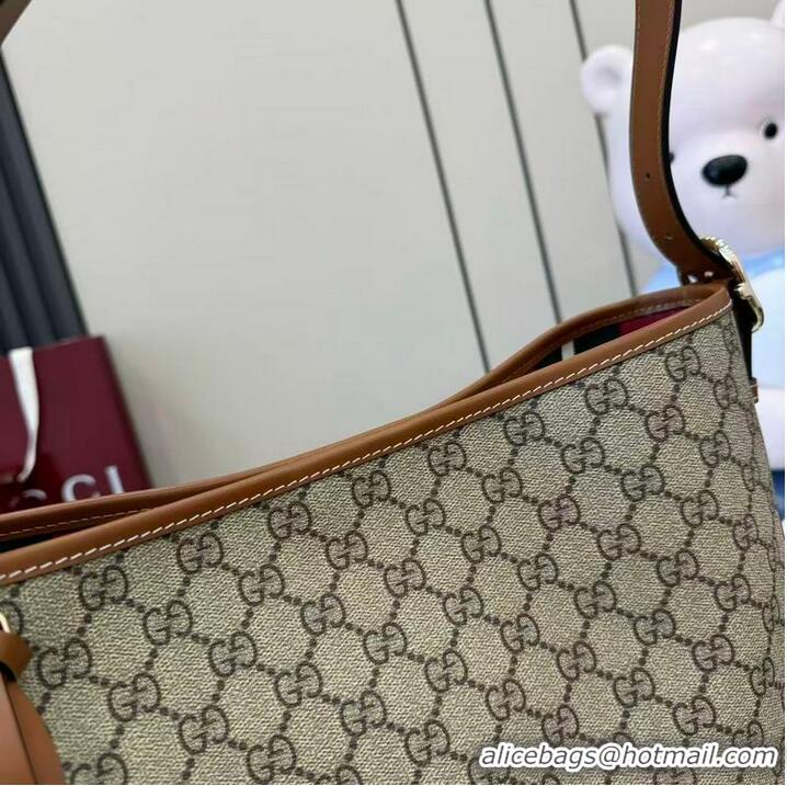 Discount Gucci GG Emblem Medium Shoulder Bag In Canvas With Leather 847452 Beige/Brown 2026