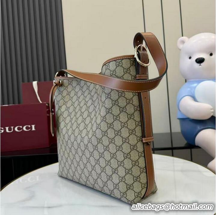 Discount Gucci GG Emblem Medium Shoulder Bag In Canvas With Leather 847452 Beige/Brown 2026
