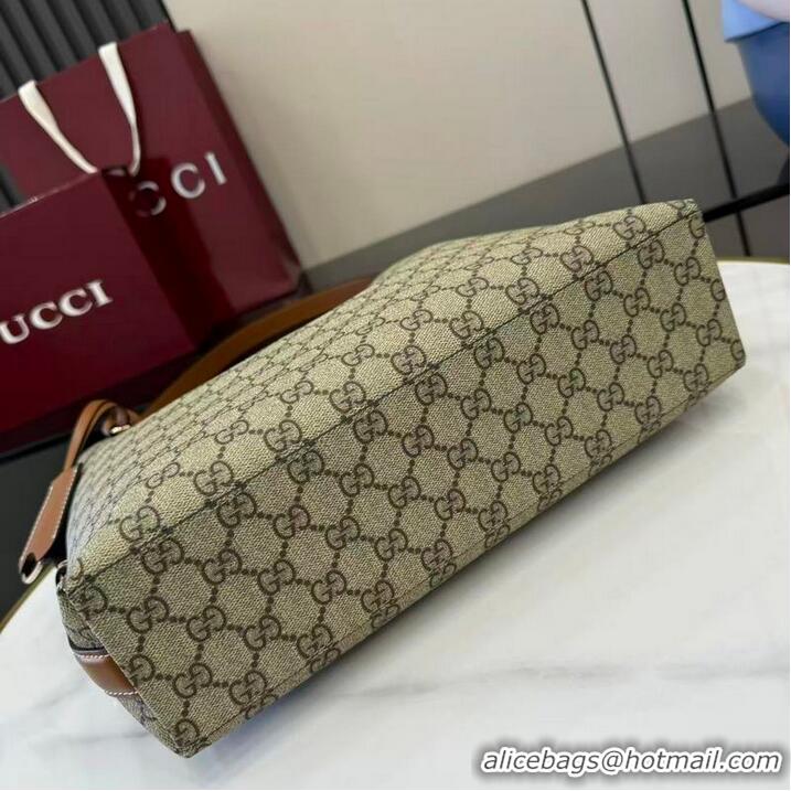 Discount Gucci GG Emblem Medium Shoulder Bag In Canvas With Leather 847452 Beige/Brown 2026