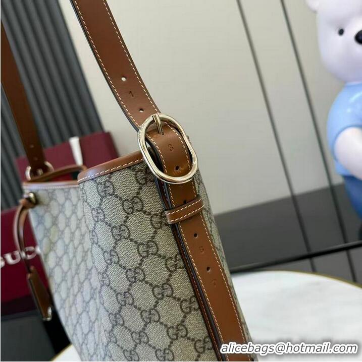 Discount Gucci GG Emblem Medium Shoulder Bag In Canvas With Leather 847452 Beige/Brown 2026