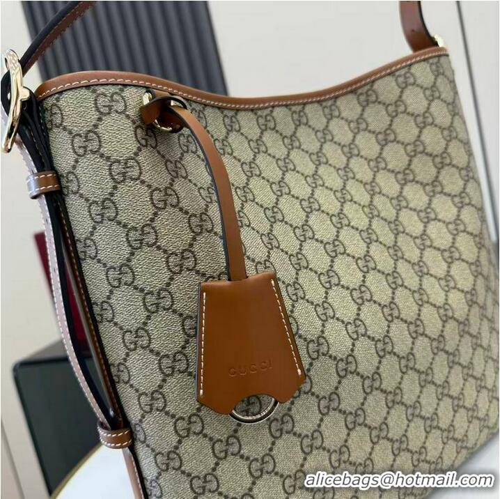 Discount Gucci GG Emblem Medium Shoulder Bag In Canvas With Leather 847452 Beige/Brown 2026