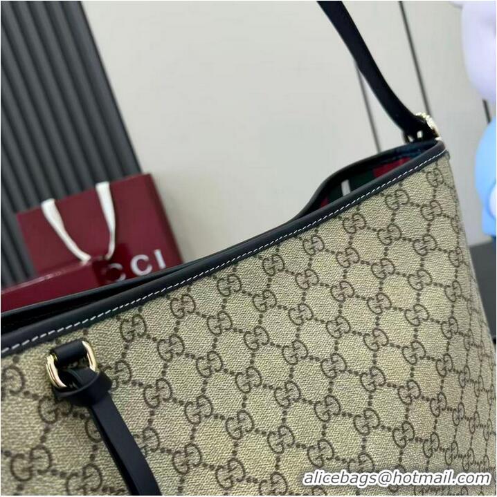 Top Design Gucci GG Emblem Medium Shoulder Bag In Canvas With Leather 847452 Beige/Black 2026