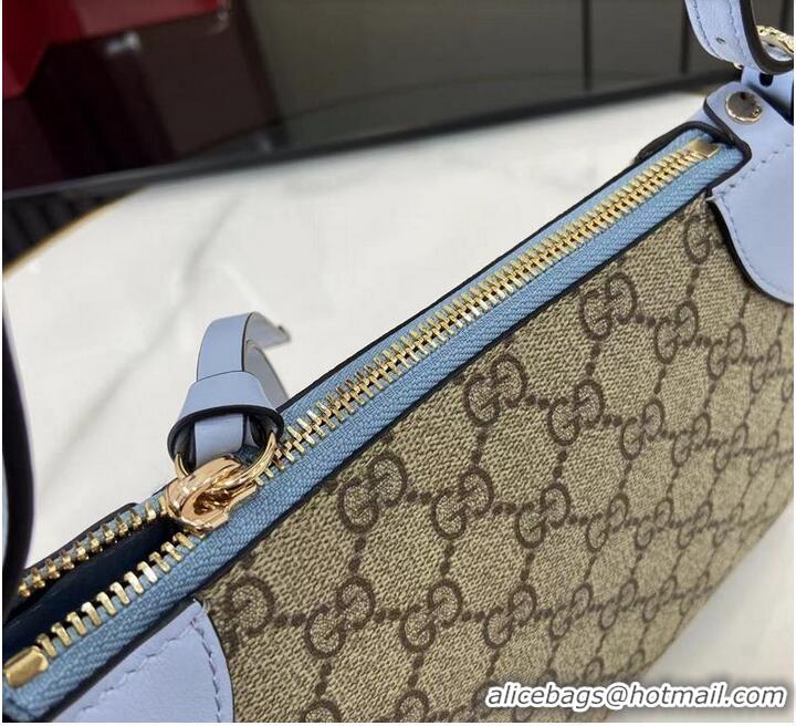 Best Cheap Gucci GG Canvas Emblem Small Shoulder bag 815218 Light Blue 2026