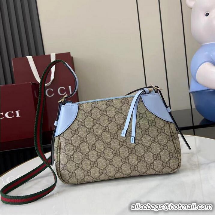 Best Cheap Gucci GG Canvas Emblem Small Shoulder bag 815218 Light Blue 2026