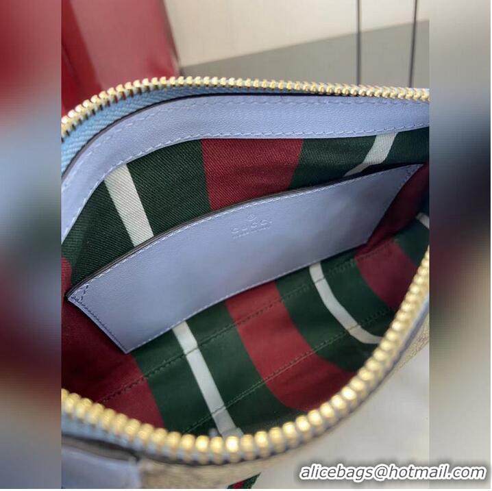 Best Cheap Gucci GG Canvas Emblem Small Shoulder bag 815218 Light Blue 2026